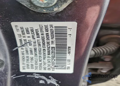 2020 Honda Civic Lx z USA, uszkodzony, nr VIN 19XFC2F60LE201238